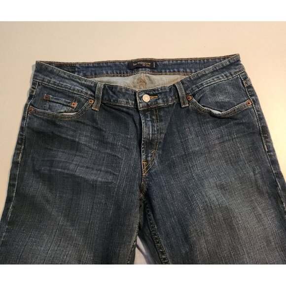 Levis 524 Too Superlow Jeans Stretch Blue Dark Wash Womens 15 Medium EUC - Picture 3 of 12